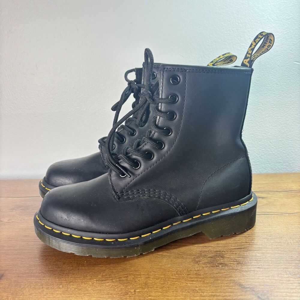 Dr Martens 1460 Matte Black Leather Boots Subtle Glitter Shimmer Womens 5 UK 3